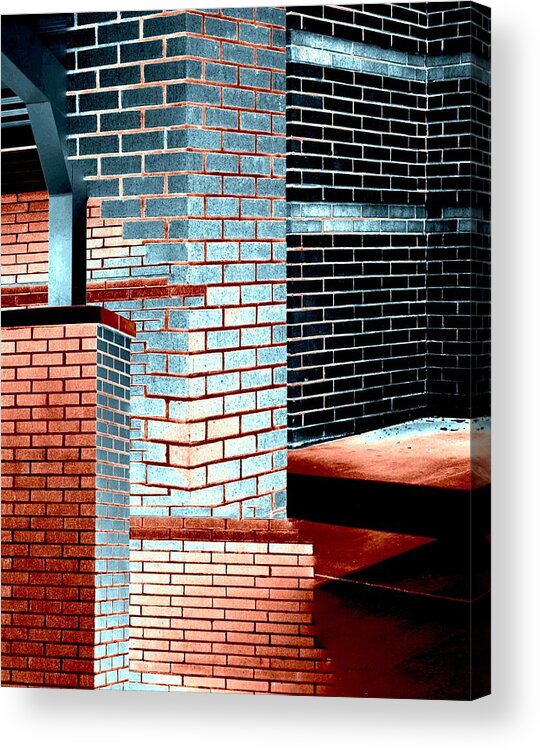 Abstract-buildings-bricks Acrylic Print featuring the photograph Structuralism by Steve Godleski