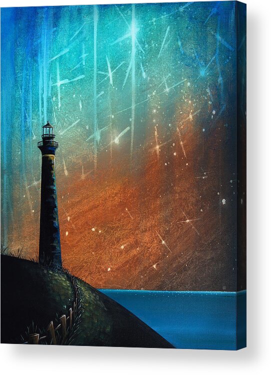Lighthouse Acrylic Print featuring the painting Such A Night As This by Cindy Thornton