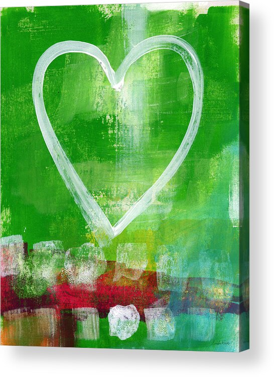 Heart Acrylic Print featuring the painting Sumer Love- Abstract heart painting by Linda Woods