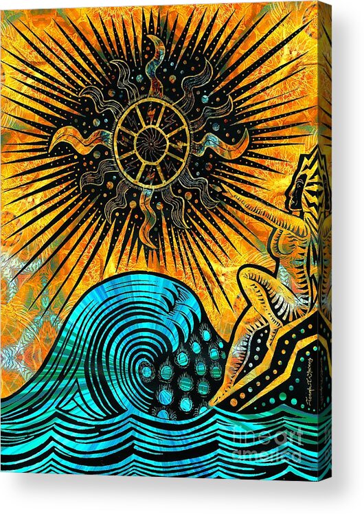 Goddess Painting Acrylic Print featuring the drawing Big Sur Sun Goddess by Joseph J Stevens