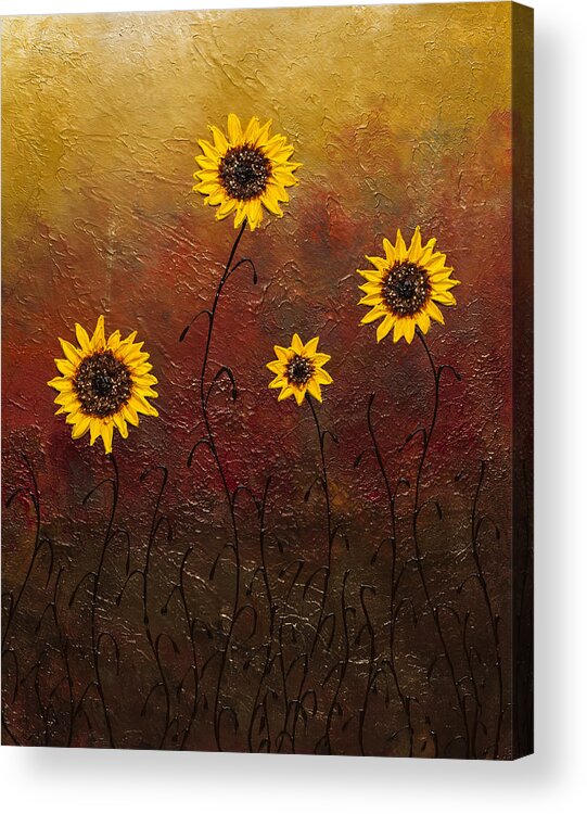Sunflowers Acrylic Print featuring the painting Sunflowers 3 by Carmen Guedez