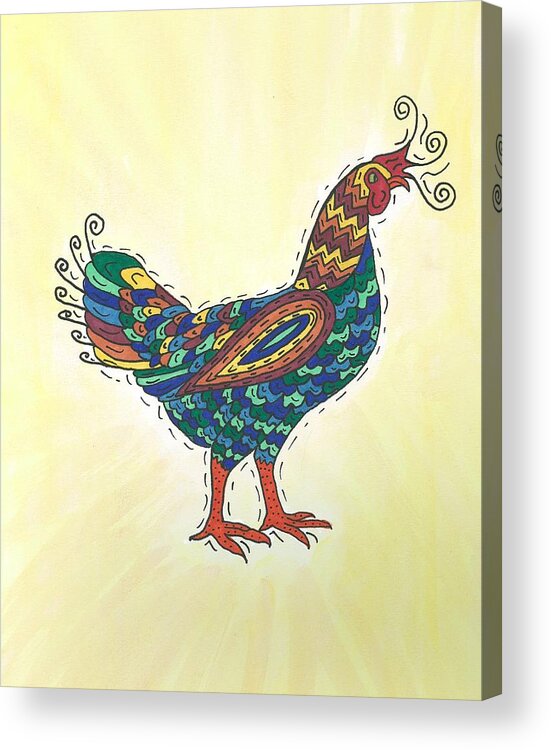 Chicken Acrylic Print featuring the painting Sunrise Hen by Susie Weber
