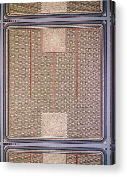 Lm Acrylic Print featuring the photograph Surface Of Ferranti Field Effect Transistor Chip by Ferranti Electronics/a. Sternberg/ Science Photo Library.