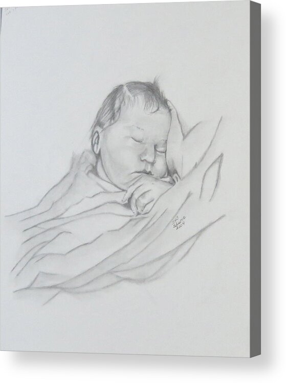 Infant Acrylic Print featuring the drawing Sweet Sleep 2 by Sharon Schultz