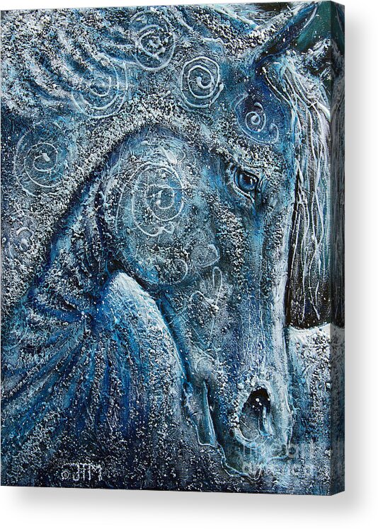 Horse Acrylic Print featuring the painting Swirling Spiraling Snow by Jonelle T McCoy