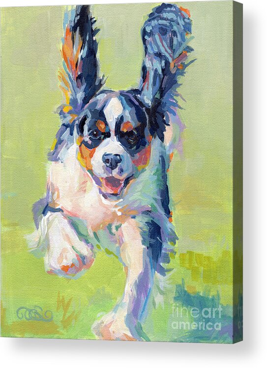 Cavalier King Charles Spaniel Acrylic Print featuring the painting Taking Flight by Kimberly Santini