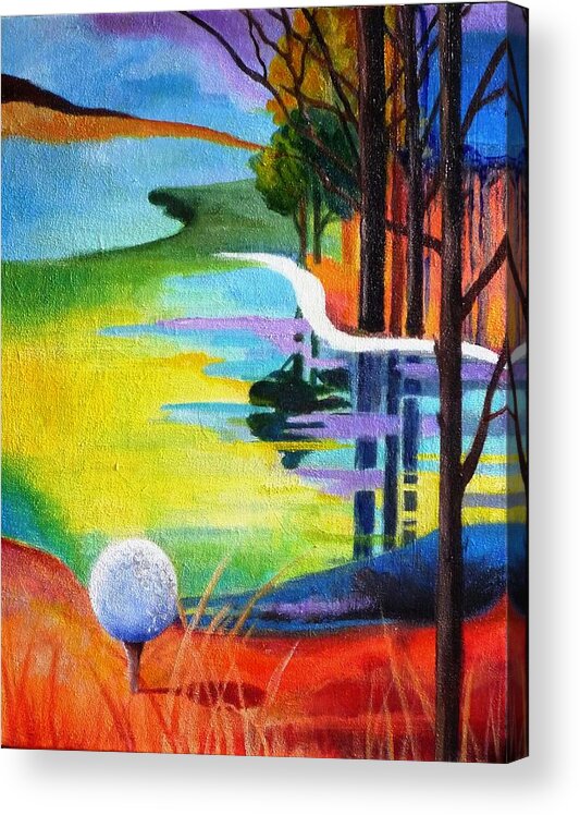 Golf Acrylic Print featuring the painting Tee off mindset- golf series by Betty M M Wong