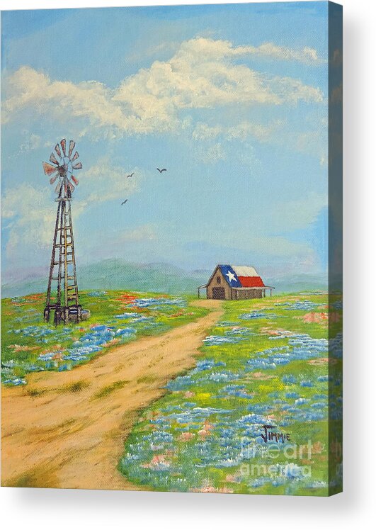 Texas Acrylic Print featuring the painting Texas High Sky by Jimmie Bartlett