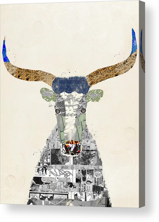 Texas Longhorn Cow Acrylic Print featuring the painting Texas Longhorn by Bri Buckley