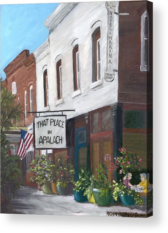 Restaurant Acrylic Print featuring the painting That Place In Apalach by Susan Richardson