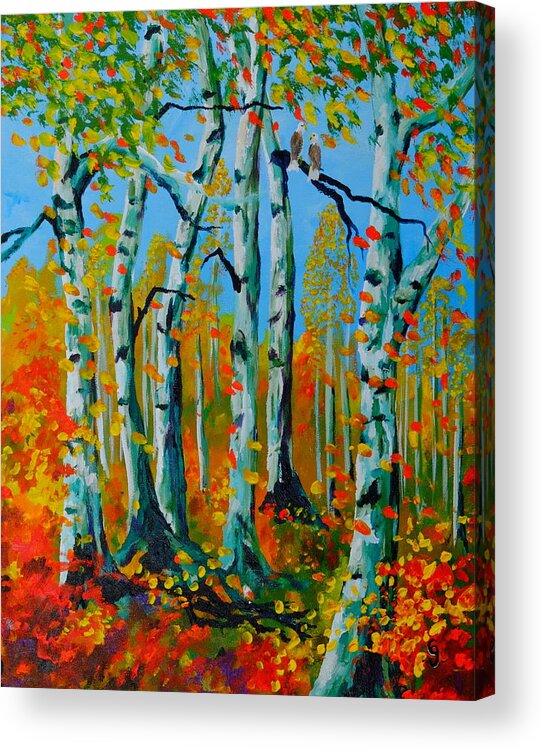 Aspen Trees Canvas Prints Acrylic Print featuring the painting The Aspens by Cheryl Nancy Ann Gordon
