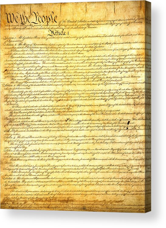 Constitution Acrylic Print featuring the mixed media The Constitution of the United States of America by Design Turnpike