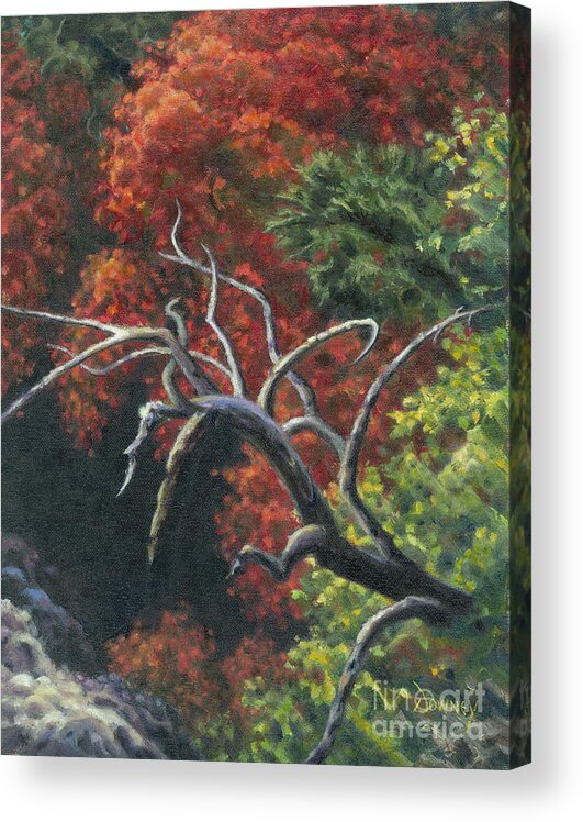Tree Acrylic Print featuring the painting The Fallen Tree by Carl Downey