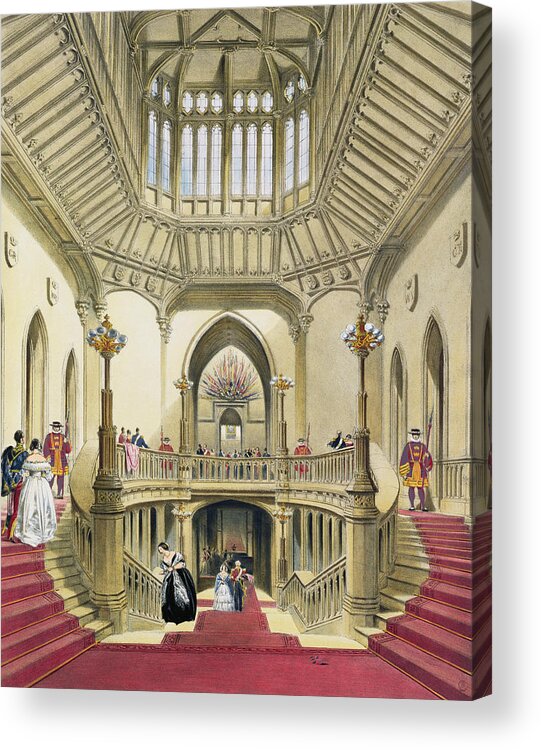 Interior Acrylic Print featuring the drawing The Grand Staircase, Windsor Castle by English School
