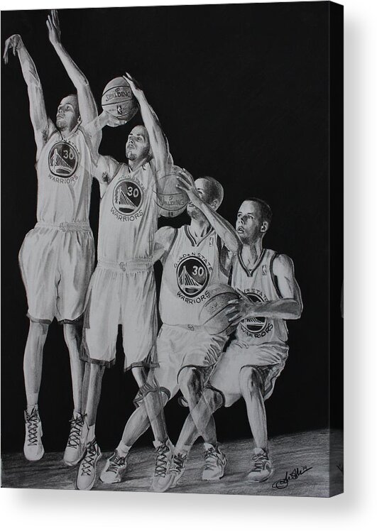 Stephen Curry Acrylic Print featuring the drawing The Human Torch by Joshua Navarra