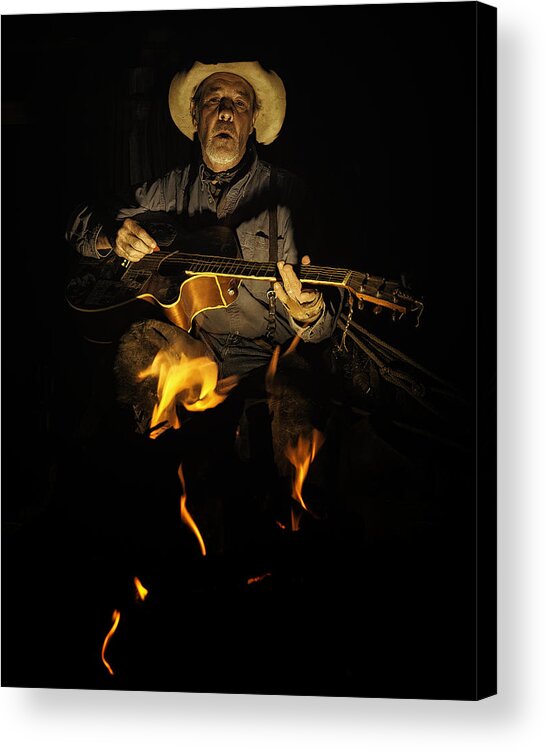 Cowboy Acrylic Print featuring the photograph The Last Cowboy Song by Ron McGinnis