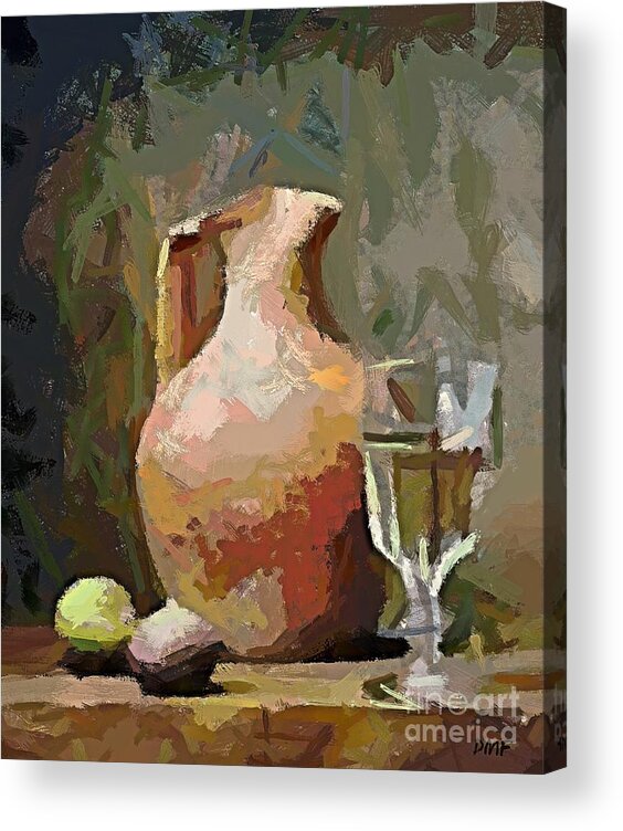 Still Life Acrylic Print featuring the painting The Mayolka And Glass Of White by Dragica Micki Fortuna