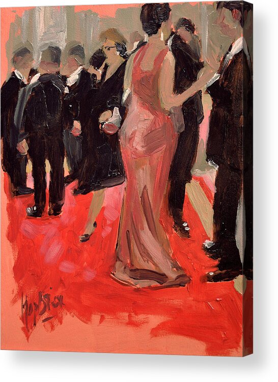 Red Acrylic Print featuring the painting The red carpet in the white house by Nop Briex