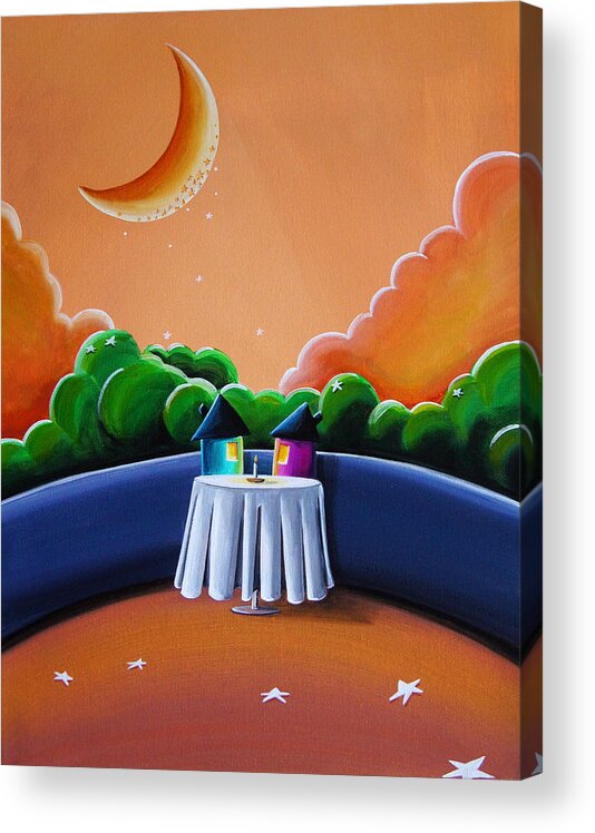 Moon Acrylic Print featuring the painting The Restaurant by Cindy Thornton