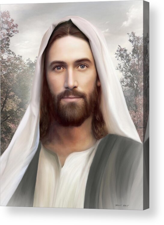 Jesus Acrylic Print featuring the painting The Resurrection and the Life by Brent Borup