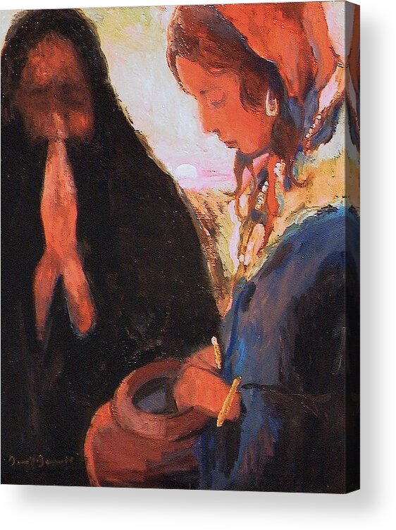 The Woman At The Well Acrylic Print featuring the painting The Woman at the Well by Daniel Bonnell