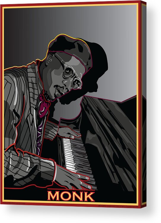  Portrait Acrylic Print featuring the digital art Thelonius Monk Legendary Jazz Pianist by Larry Butterworth