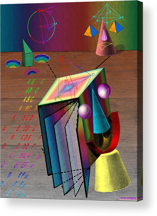 Digital Collage Acrylic Print featuring the digital art Three Mathematicians by Eric Edelman