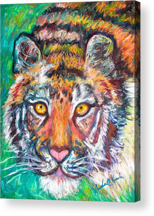 Tiger Acrylic Print featuring the painting Tiger Lean by Kendall Kessler