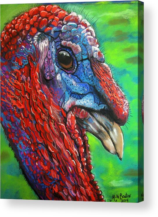 Turkey Acrylic Print featuring the pastel Tom Turkey by Mike Benton