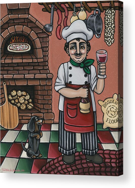 Italy Acrylic Print featuring the painting Tommys Italian Kitchen by Victoria De Almeida