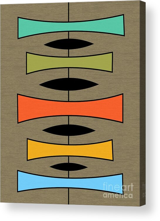 Mid-century Modern Acrylic Print featuring the digital art Trapezoids 2 on Brown by Donna Mibus