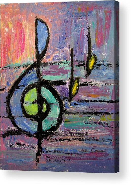 Music Acrylic Print featuring the painting Treble Clef by Anita Burgermeister