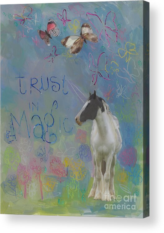 Gypsy Vanner Acrylic Print featuring the painting Trust in Magic by Kimberly Santini