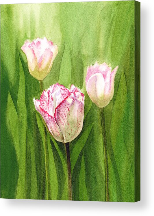 Tulip Acrylic Print featuring the painting Tulips in the Fog by Irina Sztukowski