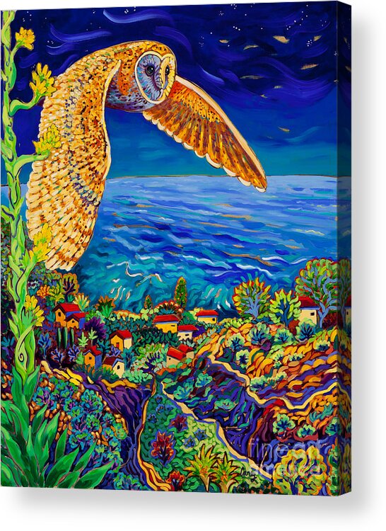 Owl Acrylic Print featuring the painting Twilight Flight by Cathy Carey