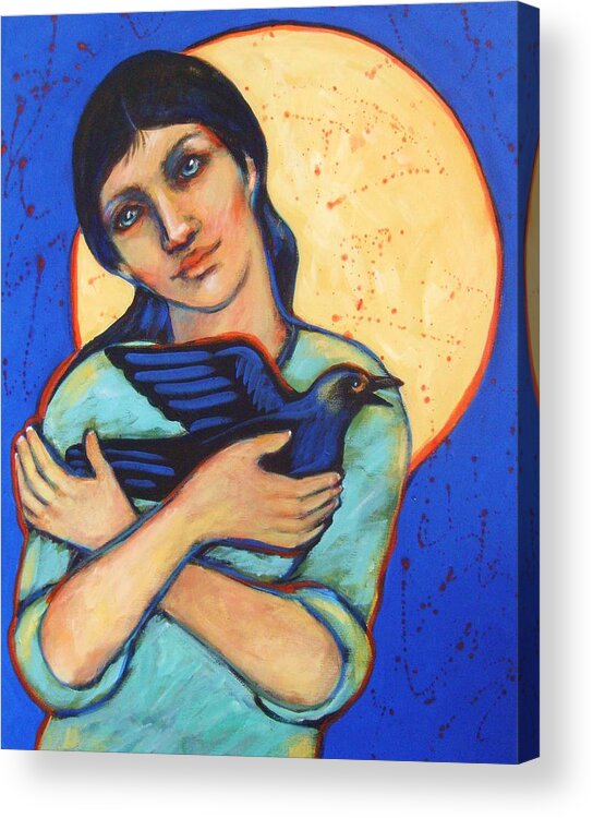 Woman Acrylic Print featuring the painting Two Night Ravens by Carol Suzanne Niebuhr