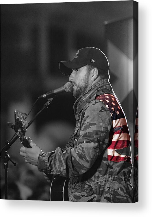 Singer Acrylic Print featuring the photograph Tyler Farr USS Carol Vinson by John Swartz