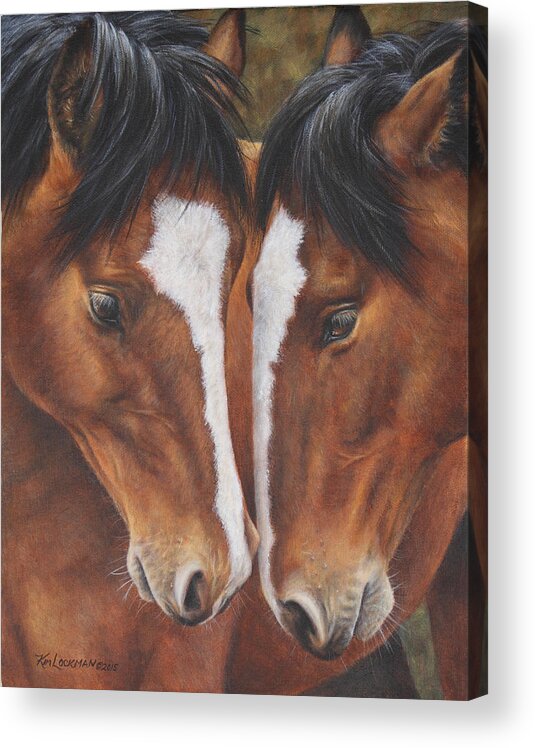 Horses Acrylic Print featuring the painting Unbridled Affection by Kim Lockman