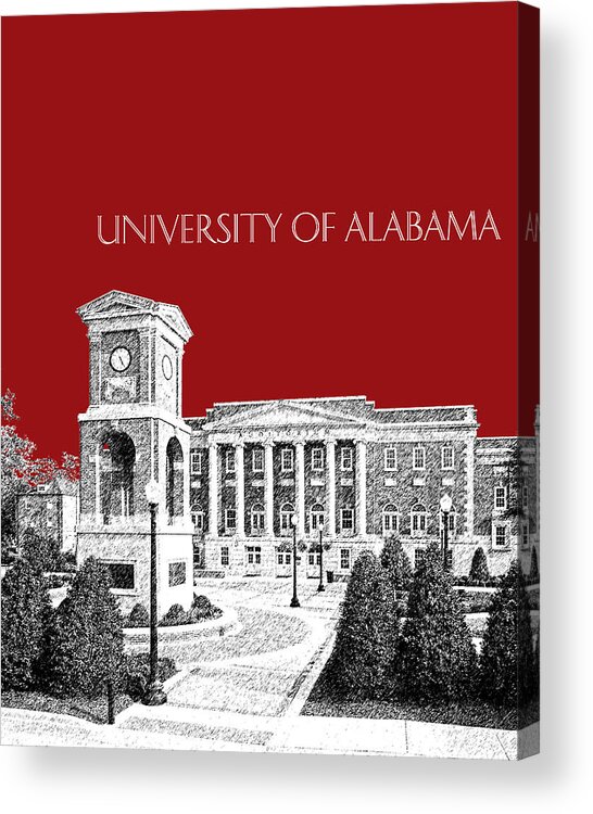 University Acrylic Print featuring the digital art University of Alabama #2 - Dark Red by DB Artist