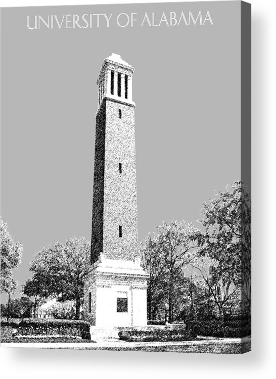 University Acrylic Print featuring the digital art University of Alabama - Silver by DB Artist