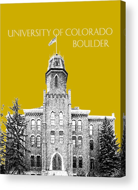 University Acrylic Print featuring the digital art University of Colorado Boulder - Gold by DB Artist