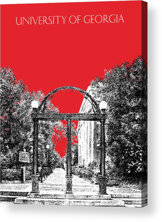 University Acrylic Print featuring the digital art University of Georgia - Georgia Arch - Red by DB Artist