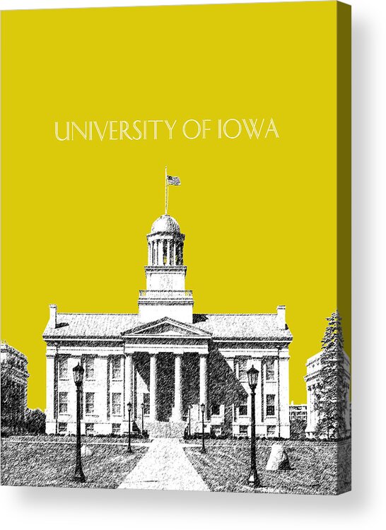 University Acrylic Print featuring the digital art University of Iowa - Mustard Yellow by DB Artist
