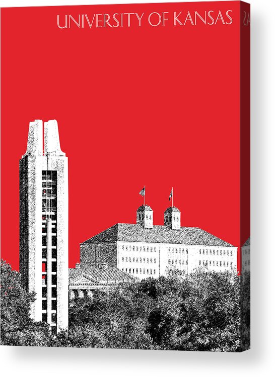 University Acrylic Print featuring the digital art University of Kansas - Red by DB Artist
