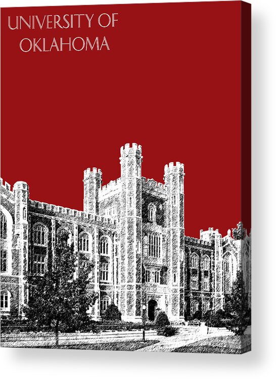 University Acrylic Print featuring the digital art University of Oklahoma - Dark Red by DB Artist