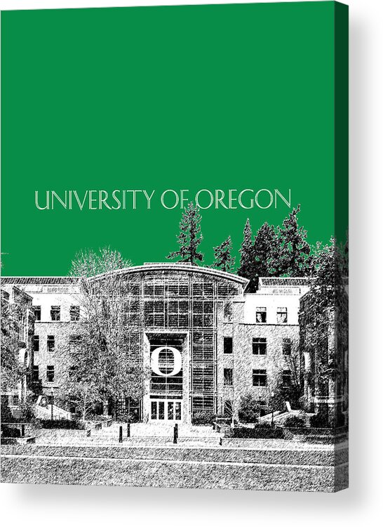 University Acrylic Print featuring the digital art University of Oregon - Forest Green by DB Artist