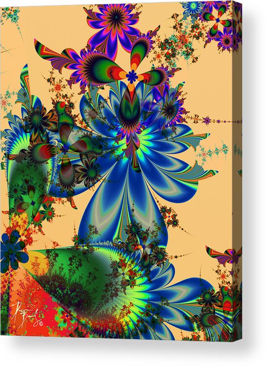 Fractal Digital Art Acrylic Print featuring the digital art V-29 by Dennis Brady