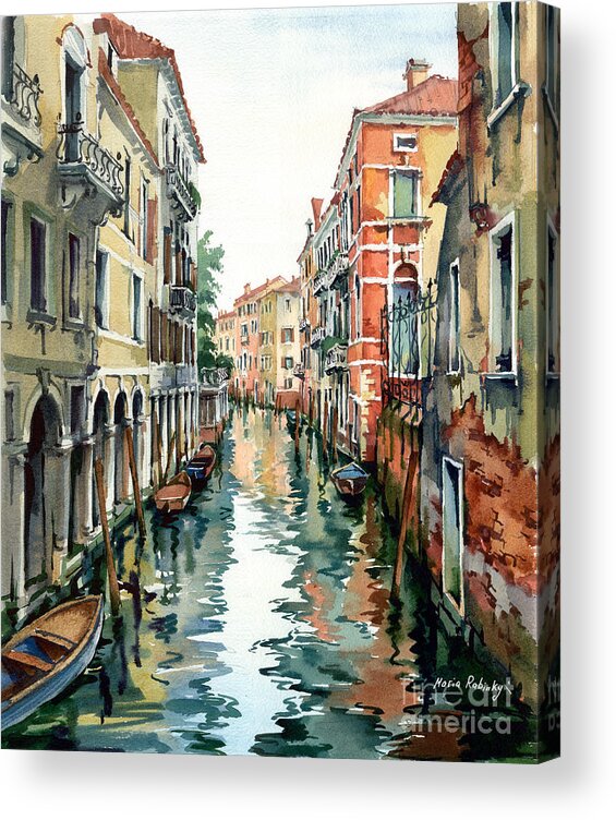 Venetian Canal Acrylic Print featuring the painting Venetian Canal VII by Maria Rabinky