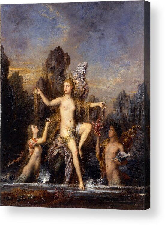 Gustave Moreau Acrylic Print featuring the painting Venus rising from the sea by Gustave Moreau