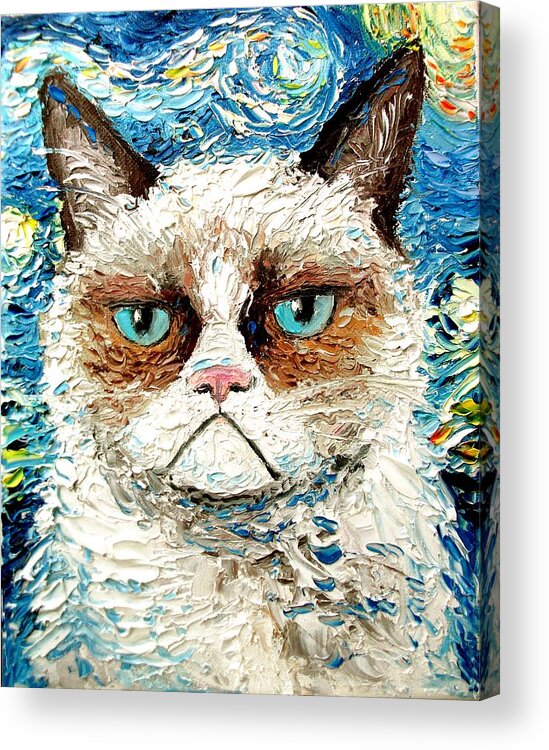 Cat Acrylic Print featuring the painting Vincent van NO by Aja Trier
